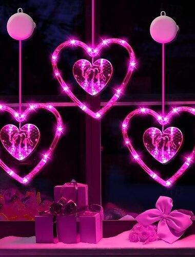  LED valentinsdag hjerteformet gardinlys sugekopplampe frierifestdekor bryllupsrom hengende aksent 520 erklæring atmosfærelys
