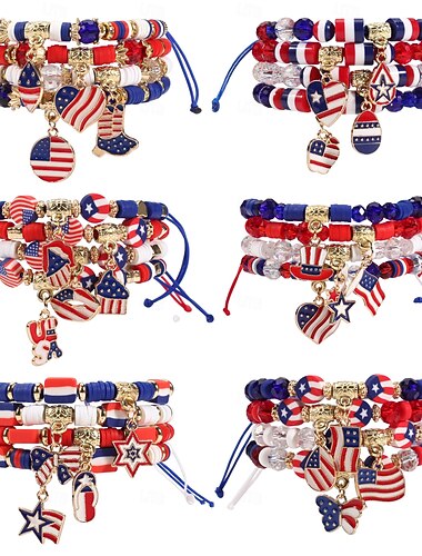  250e anniversaire des États-Unis Bracelet Occasionnel Adulte Unisexe Jour de l'Indépendance / 4 Juillet 4 Juillet Soirée Performance Se déguiser