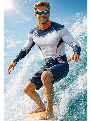  Miesten Ihottumissuoja Uimapaita Geometrinen Kaltevuus Pilkku UPF50+ UV suoja Nopea kuivuminen Pitkähihainen Uima-asut Rash guard -suojapaita Lainelautailu Melonta Hiekkaranta Kesä