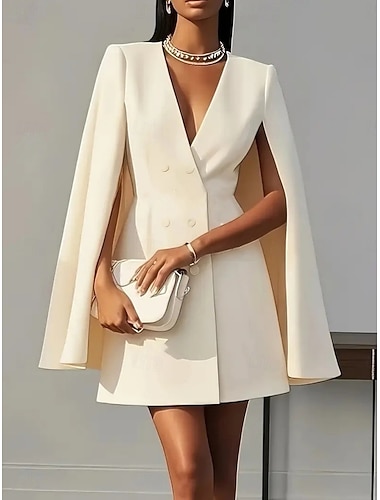  Damen Minikleid Arbeitskleidung blazerkleid Elegant Mode Modern Outdoor Abendgesellschaft Party-Abendmode Normale Passform Einfach Ärmellos V Ausschnitt Blau Schwarz Rosa Aprikose Sommer Frühling