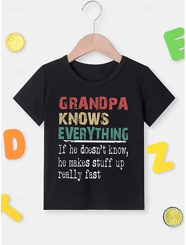  100% Cotone Bambini Ragazzi Nero Grafico Lettera Maglietta Blusa Girocollo Manica Corta All'aperto Abbigliamento Quotidiano Moda Streetwear Designer Stampa Estate