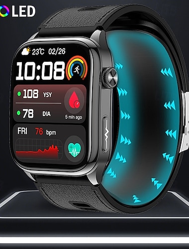  iMosi S101 Smartklokke 2.06 tommers Smartklokke blåtann Skritteller Samtalepåminnelse Aktivitetsmonitor Kompatibel med Android iOS Herre Håndfri bruk Mediakontroll Alltid på skjermen IP68 40mm urkasse