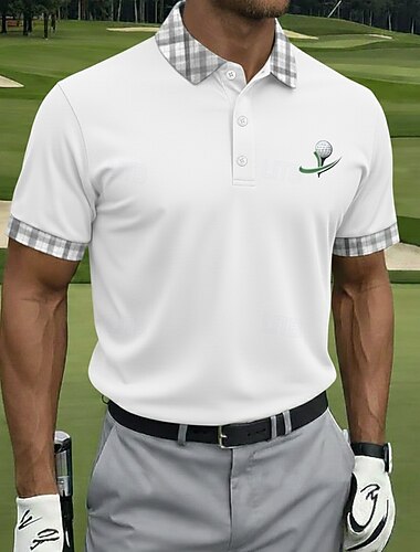  Voor heren Effen Golf Sport Poloshirts Korte mouw Poloshirt Overhemden met kraag Casual Sportkleding Knop Lente zomer blauw Wit Geel