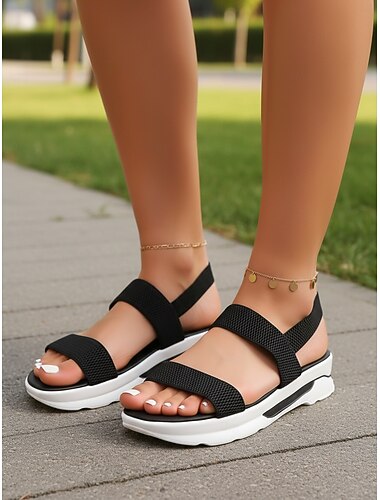  női fekete platformos sportszandál – könnyű és állítható pántos női szandál, nagyszerű sétáláshoz, utazáshoz, szabadtéri tevékenységekhez és mindennapi kényelemhez