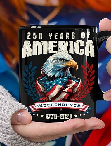  Yhdysvaltojen 250-vuotisjuhlavuoden muki, isänmaallinen lahja, puoliviisisataavuotisjuhlaa juhliva keraaminen kahvimuki, 1776-2026 amerikka 250, itsenäisyyspäivän lahja miehille ja naisille,
