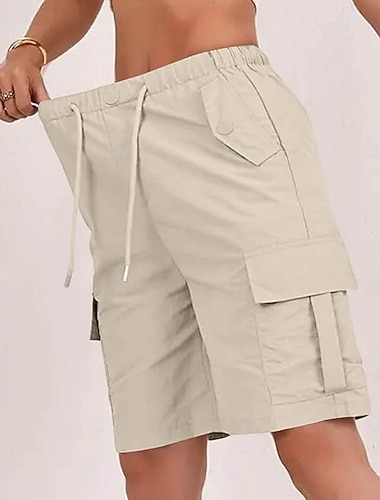  Dámské Šortky s kapsami Letní šortky Bermudské kraťasy Plážové šortky prázdniny Módní Běžné Denní Délka kolen Vysoký pas Pevná barva Bez vzoru Šňůrky Kapsy Elastický pas Rychleschnoucí Yumuşak