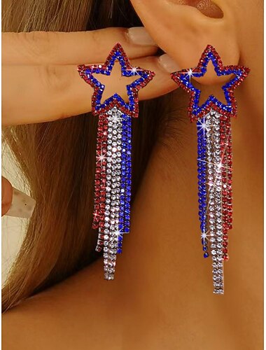  1 Paio Orecchini For Per donna Quotidiano Streetwear Festival Strass Geometrico Stella