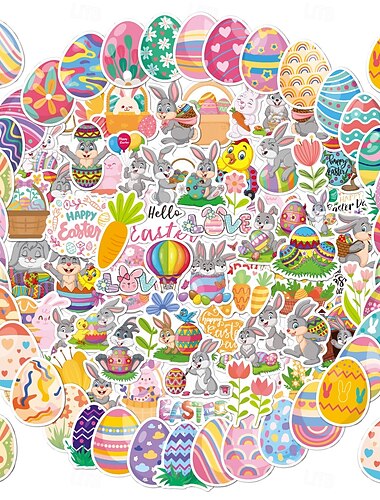  Wielkanocne wypełniacze do koszyków 150 sztuk (3 zestawy po 50) holograficznych wodoodpornych naklejek wielkanocnych do dekoracji prezentów świątecznych naklejek na jajka wielkanocne