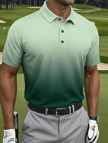  Per uomo Sfumatura Golf Polo Sportivi Manica Corta Magliette polo Camicie con Colletto Casual Athleisure Bottoni Primavera & Estate Viola Verde Grigio