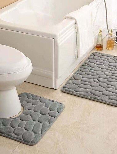  Rutschfeste Badematte aus Korallenvlies in Kieselsteinform, leicht zu reinigen, für Dusche und WC