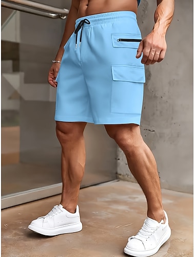  Herren Cargohose Cargohosen Cargo-Shorts Shorts Freizeitshorts Tasche Elastischer Bund Einfach Komfort Über dem Knie Lässig Outdoor Streetwear Mode Streetwear Schwarz Weiß Dehnbar