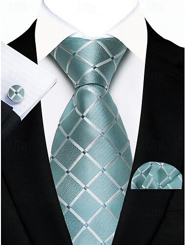  Men's Tie Pocket Square Cufflinks Set, Polyester Woven Pattern, Multi-Color Formal Accessories for Groom, Wedding, Valentine's Day, Business Events