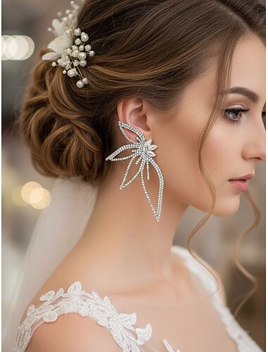  Boucles d'oreilles papillon en cristal avec détails en strass, boucles d'oreilles pendantes élégantes pour femmes, parfaites pour les mariages, les fêtes et les événements formels