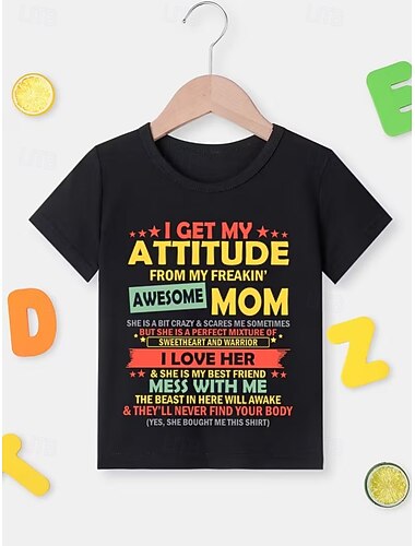  100% Cotone Bambini Ragazzi Nero Grafico Citazioni & Detti Maglietta Blusa Girocollo Manica Corta All'aperto Abbigliamento Quotidiano Moda Streetwear Designer Stampa Estate Primavera