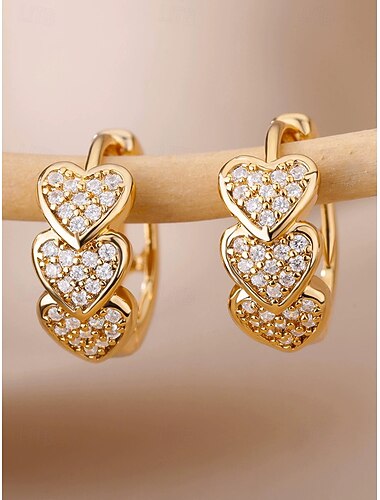  hjärtformade kristallörhängen för kvinnor, förgylld legering, flera färger, perfekta för alla hjärtans dag, bröllop och vardagsbruk