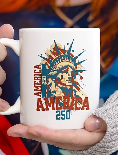  Mok ter ere van het 250-jarig bestaan van de Verenigde Staten, patriottisch cadeau, keramische koffiemok ter gelegenheid van het 250-jarig jubileum, 1776-2026 Amerika 250, cadeau voor