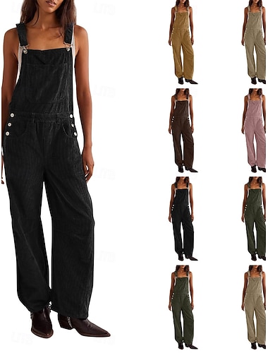  Damen Normal Overall Aktiv Einfarbig Ärmellos Weites Bein Quadrathals Knöpfe Täglich Ferien Lässiger Schnitt Schwarz Gelb Rosa Sommer