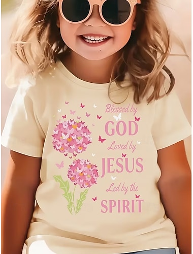  Ragazze 3D Floreale Grafico Maglietta Manica Corta Stampa 3D Estate Primavera Sport Moda Streetwear Bambini 4-12 Anni Girocollo Casuale Quotidiano All'aperto Vestibilità regolare