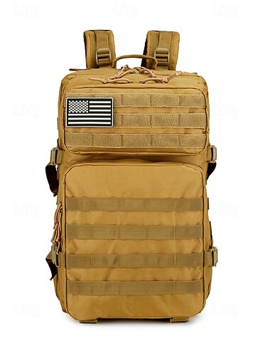  Tactische nylon rugzak voor heren met camouflageprint, grote rugzak in militaire stijl, veelkleurige outdoor rugzak voor wandelen, kamperen en reizen met Amerikaanse vlagpatch.