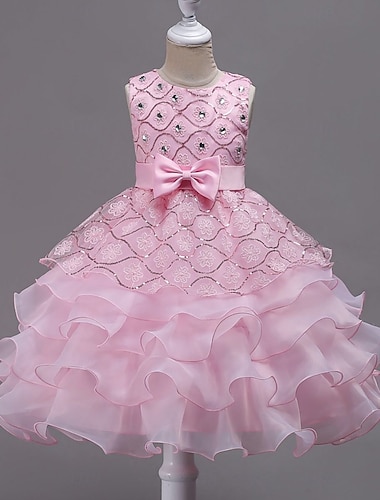  Bambini Ragazze Vestito da Festa Tinta unica Senza Maniche Occasione speciale Compleanno Adorabile Principessa Poliestere Lunghezza al ginocchio Vestito da Festa Estate Primavera Autunno 4-13 Anni