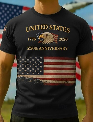  Patriotico T-shirt Maglietta grafica Aquila Bandiera Americana Retrò Vintage Patriotico Corte 1776-2026 per Per uomo Adulti Stampa 3D  per Giorno dell'Indipendenza / 4 Luglio 4 Luglio