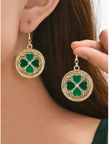  Damesoorbellen van legering met hangertjes, in diverse patronen met klavertjes en kabouters, leuke feestelijke Ierse sieraden voor feestjes, parades en andere gelegenheden.