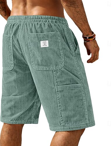  Herren Shorts Sommershorts Freizeitshorts Cordshorts Tasche Elastischer Bund Einfach Komfort Atmungsaktiv Knielang Täglich Outdoor Streetwear Urlaub Mode Blau Schwarz Mikroelastisch