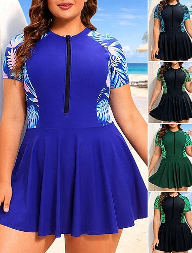  Mulheres Anti Atrito Roupa de banho One Pieces Tropical Secagem Rápida Elástico Manga Curta Roupa de Banho roupa de banho Surfe Praia Natação Verão