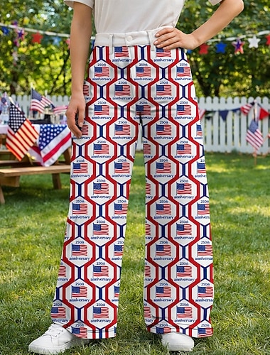  الذكرى السنوية الـ 250 للولايات المتحدة الأمريكية عتيق / معتق السبعينات بنطلون بنطلون واسع الساق ستايل هبي ديسكو عالي الخصر ملابس تنكرية نسائي حفلة تنكرية 4 يوليو يوم الاستقلال للبالغين بنطلونات