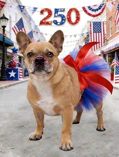  amerikkalainen lippu koira huivi rusetti hiusneula tutu hame - koiran isänmaallinen pukutarvikkeet pienille keskikokoisille koirille kissoille pentu