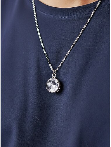 Heren planetenhanger ketting, sieraad van legering en glazen koepel, diverse ontwerpen van het zonnestelsel, minimalistische kosmische stijl, geschikt voor dagelijks gebruik en als cadeau.