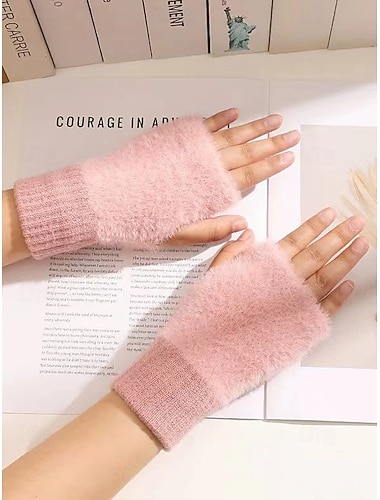  Elastische dameshandschoenen van imitatiebont – verkrijgbaar in verschillende kleuren, zacht en comfortabel, perfect voor de winter en informele uitjes.