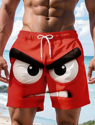  Herre 3D Print 3D-tegneseriefigur Sint ansikt Badeshorts Surfeshorts Medium Midje Hawaiisk Morsom Strandferie Sidelommer Mesh fôr Elastisk snøring i midjen Designer Klær