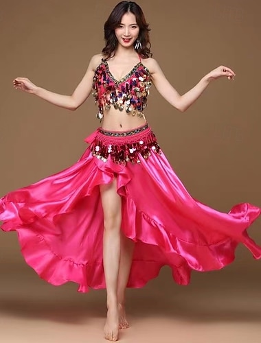  Samba Danseklær Roserød Glamourøs Magedansekostyme Sett|l Ytelses Kostyme