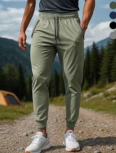  Męskie Spodnie turystyczne spodnie dresowe Lato Na wolnym powietrzu Regularny Wodoodporny Odporność na wiatr Szybkie wysychanie Lekki Spodnie Elastyczny pas Czarny Ciemnozielony Kemping i turystyka