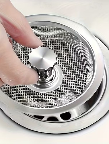  2er-Pack Edelstahl-Spülbeckensieb, Verstopfungsschutz-Abflussfilter mit zentralem Drehknopf, leicht zu reinigen, für Küchen-, Badezimmer-, Toiletten- und Waschbeckenabflüsse