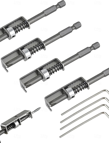  4-teiliges Set federbelasteter Schraubenhalter-Bits, ausfallsichere Schraubendreher-Bits, universelles Schraubensicherungswerkzeug, Einhandbedienung, Schraubenantriebsführung, Bohrerspitzenhalter für