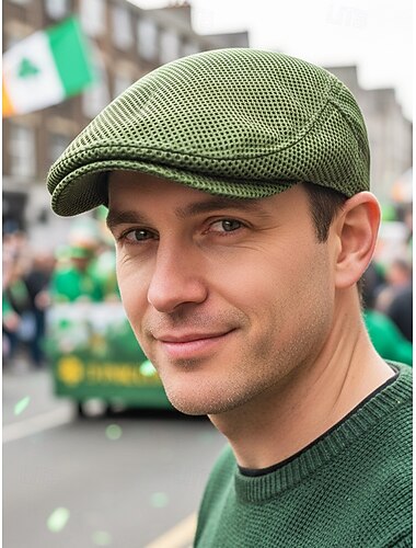  Grüne Herren-Mesh-Kappe aus Polyester, erhältlich in verschiedenen Farben, perfekt für den St. Patrick's Day und als lässige Alltagsbekleidung