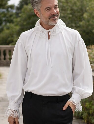  Gótico Victoriano Medieval Camisas Larga Príncipe Pirata Disfraz Hombre Víspera de Todos los Santos Carnaval Feria del Renacimiento Fiesta temática retro Adultos Camisas