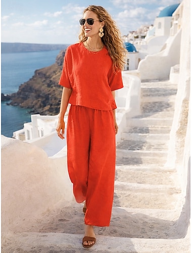  Per donna Tutina Completi Caldo Casual Comfort Colore Puro Quotidiano Casa Rosso arancione blu navy Nero Bianco Verde scuro Primavera Autunno