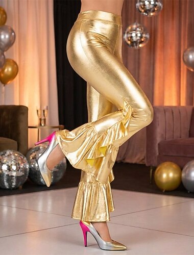  Années 1980 Hip Pop Pantalons à pattes d'éléphant Costume Abba Pantalon évasé Couleur Unie Déguisement Femmes Costume de Carnaval Carnaval Bal de promo Performance Défilé de la Fierté Adulte Pantalon