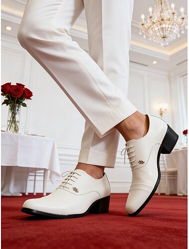  Witte instapschoenen van imitatieleer voor heren, klassieke formele schoenen voor bruiloften en ceremonies.