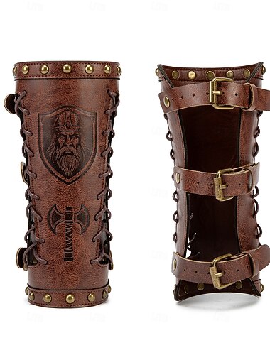  Medieval Renacimiento Pulsera brazales Vikingo Ranger Disfraz Unisexo Vikingo Víspera de Todos los Santos Carnaval Rendimiento Feria del Renacimiento LARP Adultos Brazales Todas las Temporadas