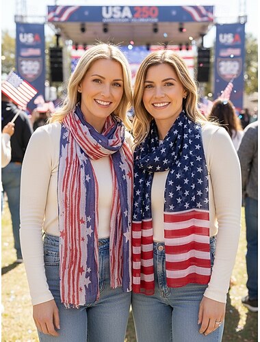  Verenigde Staten 250ste Verjaardag Vrouwen Polyester Chiffon Sjaal Meerdere Patronen Lichtgewicht en Ademend voor Lente  Zomer Perfect voor USA Onafhankelijkheidsdag  Casual Kleding