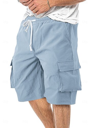 Herren Cargohose Cargohosen Cargo-Shorts Shorts Freizeitshorts Tasche Elastischer Bund Einfach Komfort Knielang Lässig Outdoor Streetwear Mode Streetwear Schwarz Weiß Unelastisch