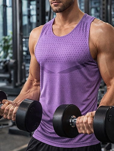  Per uomo Tinta unita T-shirt da corsa Maglia a compressione Maglia atletica Sport in alto Estate Senza Maniche Asciugatura Rapida Traspirante Allenamento in Palestra Camminata Jogging Blu Nero Bianco