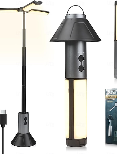  Lanterna telescópica leve para camping, luz decorativa recarregável para uso externo, luminária de mesa ou barra de luz para pendurar em camping, com base, lanterna telescópica, luz de advertência de