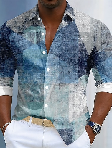  Homme Bloc de Couleur Patchwork Dégradé de Couleur Chemise Chemise Boutonnée manche longue Mode Décontractée Quotidien Extérieur Vêtements de rue Printemps Automne Col Rabattu Impression 3D Chemise