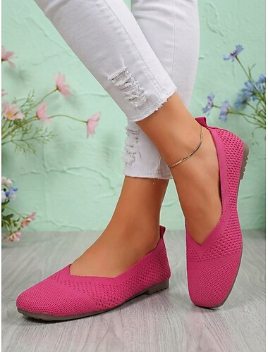  Ballerines bleues pour femmes - Chaussures décontractées confortables et légères en Flyknit, faciles à enfiler et extensibles, idéales pour le bureau, les voyages, le shopping, les vacances et le quotidien.