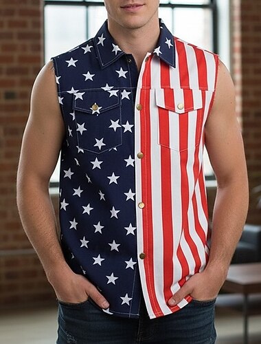  250-årsjubileum i USA سترة Patriotisk Voksne Herre Uavhengighetsdag 4. juli Fest Parade Kle deg opp